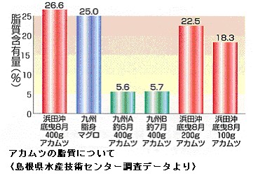 アカムツ（のどぐろ）の脂質量について