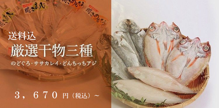 厳選干物三種(のどぐろ・ササカレイ・どんちっちアジ)